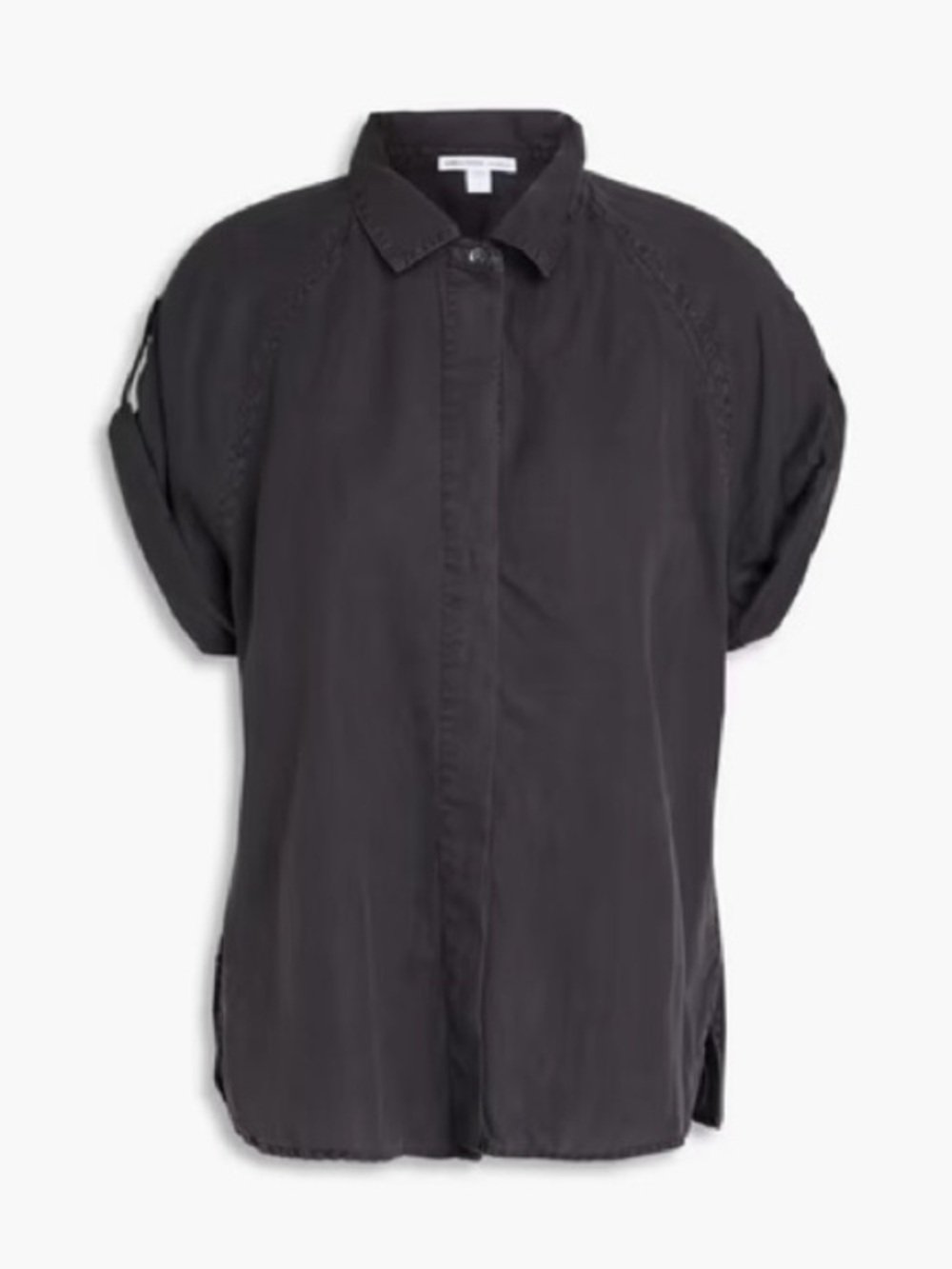James Perse Cortez Linen Camp Popover Shirt - Mineral Black Wash Pigment Large
